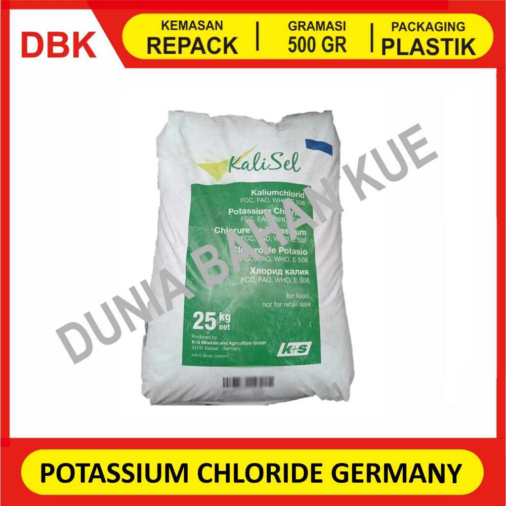 

POTASSIUM CHLORIDE KCL KALIUM KLORIDA FOOD GRADE GERMANY - REPACK 500 GR