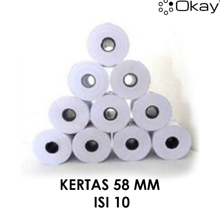

KODE Q36A OKAY kertas thermal struk printer kasir ppob 58x4 mm premium hitam warna jelas isi 1 ROOL