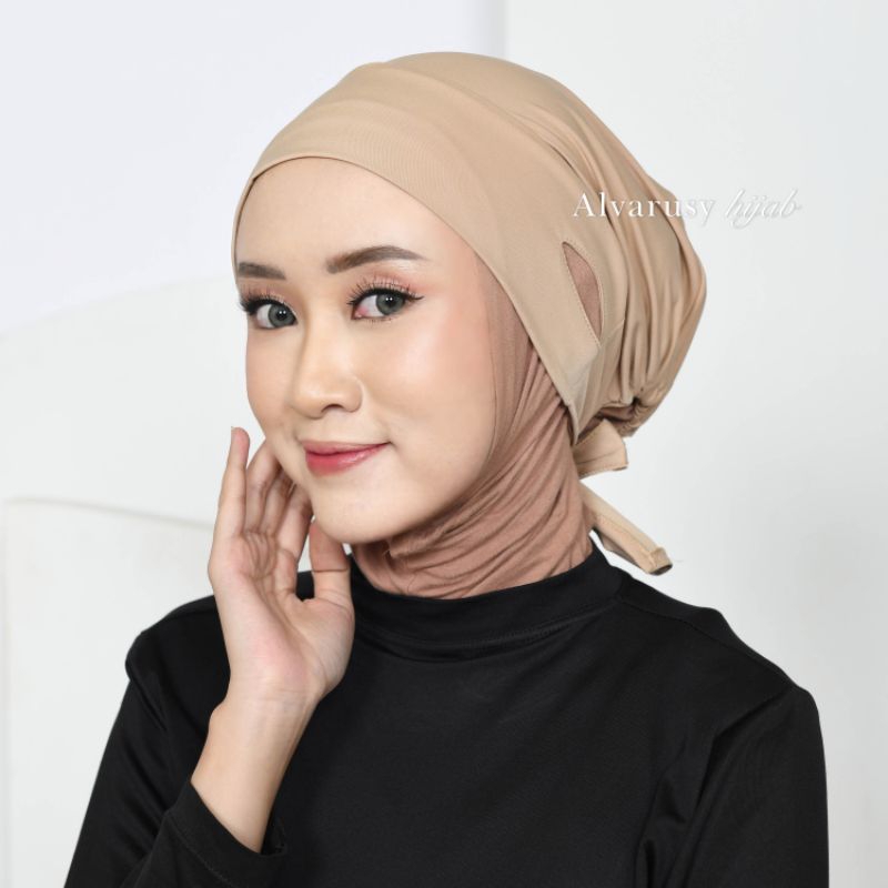 Ciput hijab slip in lubang telinga inner hijab tali