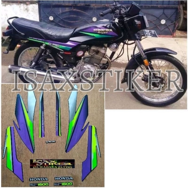 Striping Original Honda GL Pro hitam Lis ungu hijau tahun 1997