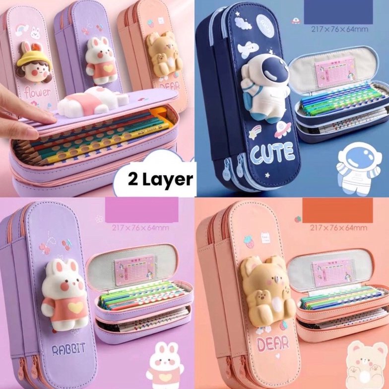 

KODE J58W Kotak Pensil 3D Squishy Tempat Pensil Lucu 2 layers