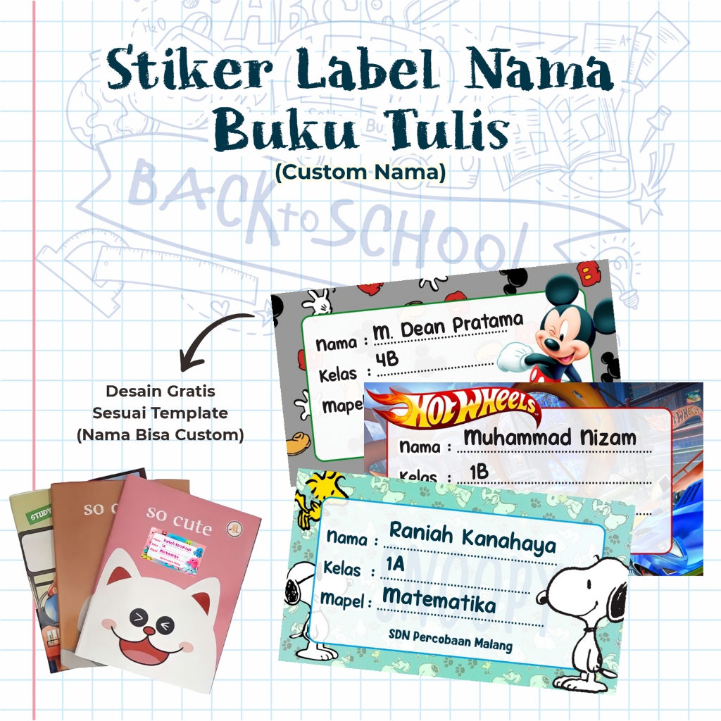 

STIKER LABEL NAMA BUKU TULIS / STIKER LABEL NAMA CUSTOM / STIKER NAMA SEKOLAH / STIKER NAMA BUKU / STIKER NAMA PELAJARAN / STIKER SEKOLAH