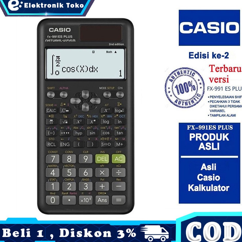 

KODE J72L Kalkulator Scientific Casio ilmiah FX991EX991ESPlus Kalkulator Casio Scientific Calculator Casio Scientific CASIO FX991ES Plus2 Kalkulator SekolahKuliah ScientificSaintifik 417 fungsi