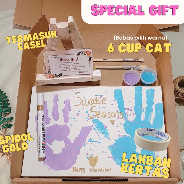 

KODE G49G TERMASUK EASEL DIY Handprint Painting Kit by Sweetie Seasons Canvas Lukis Set Easel Lukisan