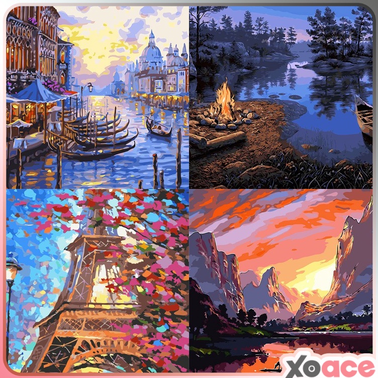 

KODE N58B Canvas Paint By Number Kit Digital Oil Painting DIY Lukisan 4 x 5 Seri A