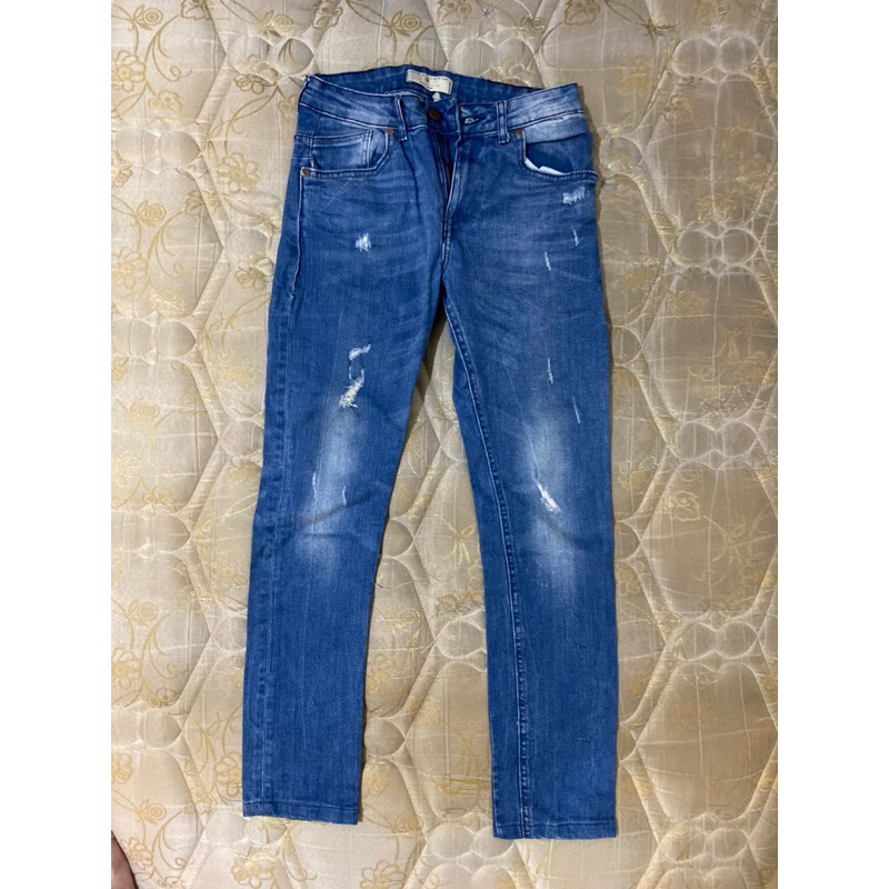 Zara Man Blue Ripped Jeans