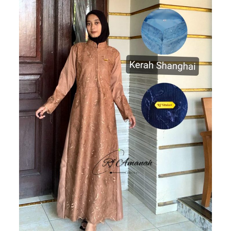 Gamis Brokat Tile Pesta Kerah Shanghai Wanita Busui Terbaru