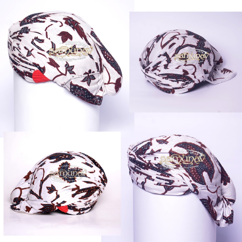 Blangkon Jogja Mataram Motif Wahyu Tumurun Putih