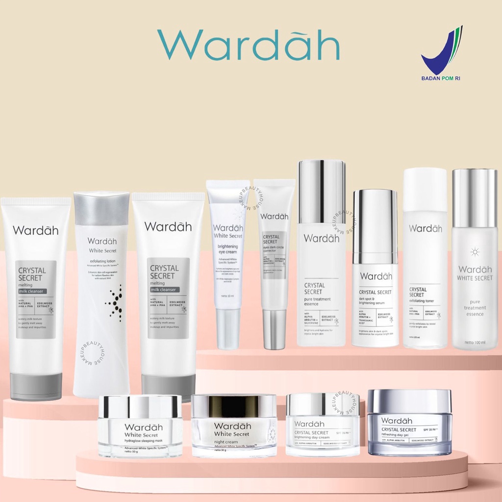 PROMO WARDAH White Crystal Secret Series  Day Night Eye Cream Essence Facial Wash Exfoliating MaskCl