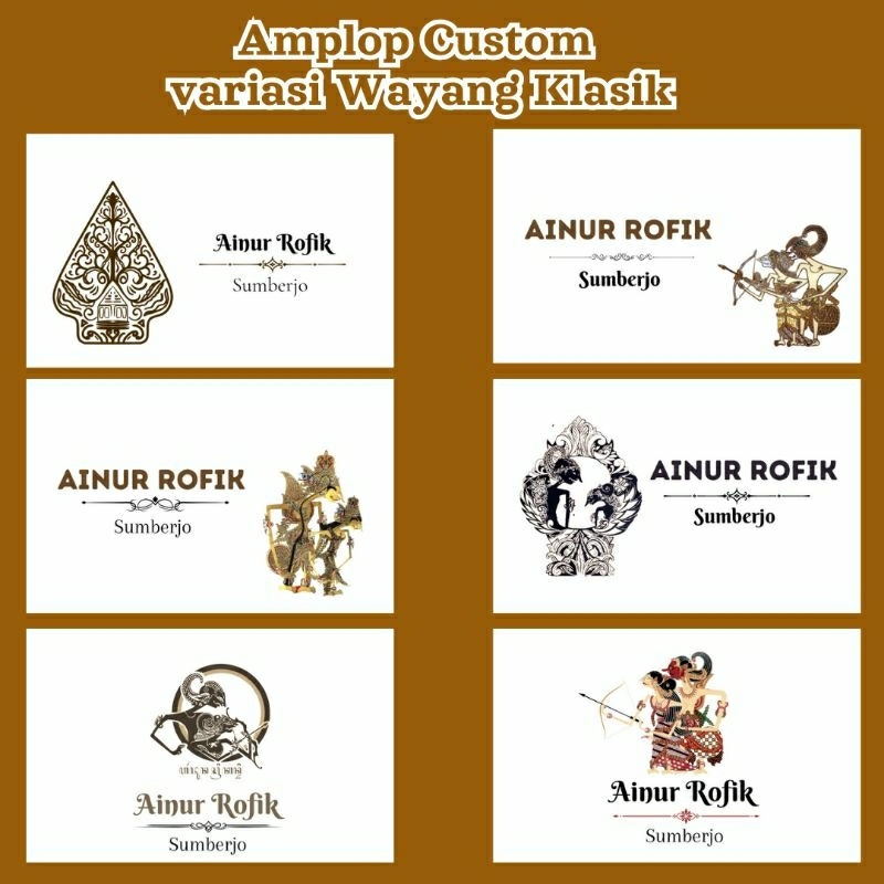 

25 pcs Amplop Custom Motif Wayang – Cetak Nama | Kondangan Adat, Syukuran, Hadiah Uang | Kertas Tebal 80 GSM
