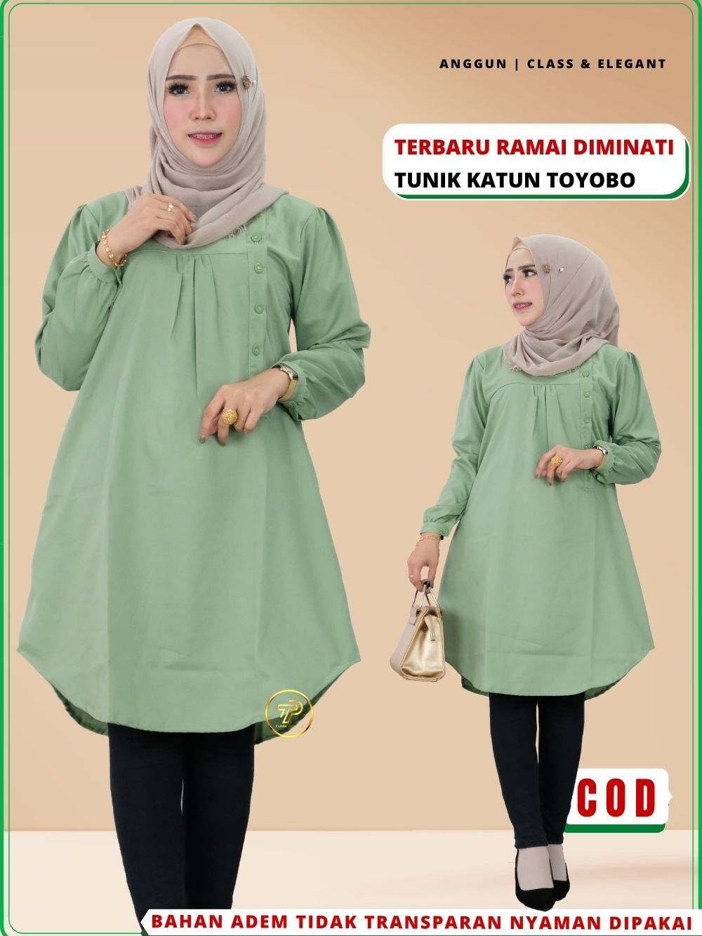 Baju Atasan Tunik Tunic Polos Wanita Remaja Terbaru kekinian Bahan Katun Toyobo Premium Santriwati 8