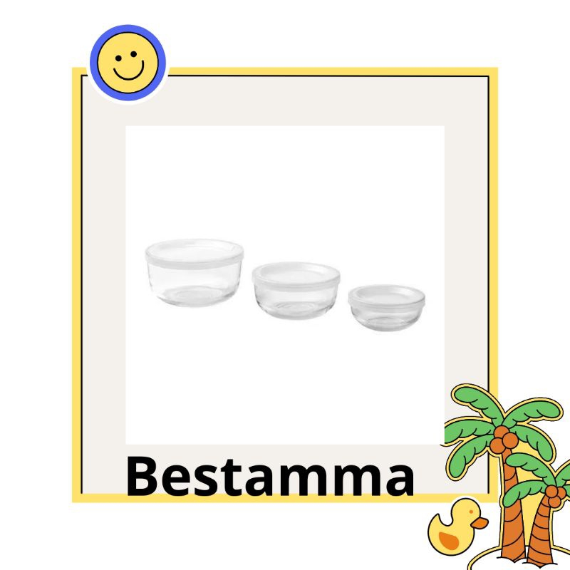 IKEBESTAMMA      Wadah makanan dg penutup, set isi 3, kaca
