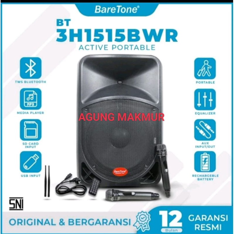 Speaker Portable Baretone BT-3H1515BWR Original - Speaker Portable Baretone BT-3H1515 BWR