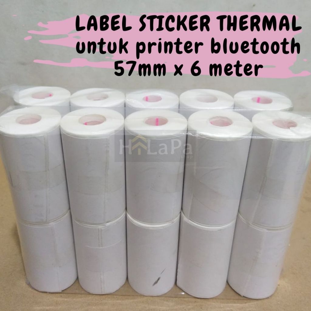 

Label stiker thermal 57 mm x 6 meter untuk printer bluetooth / 57mm x 6 meter