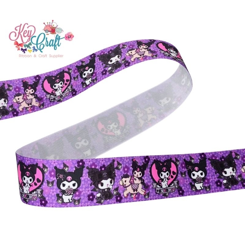 

Pita Grossgrain motif Kuromi purple size 3,8cm