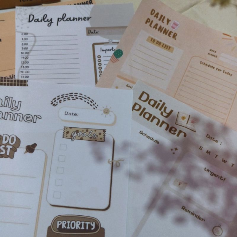 

Kertas Design Daily Planner Jadwal Harian Aesthetic Korea Coklat