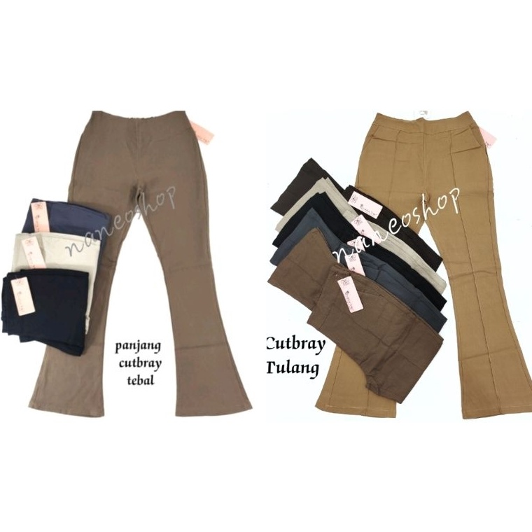 KODE X6U Celana panjang wanita Cutbray Stretch tebal Simple Me