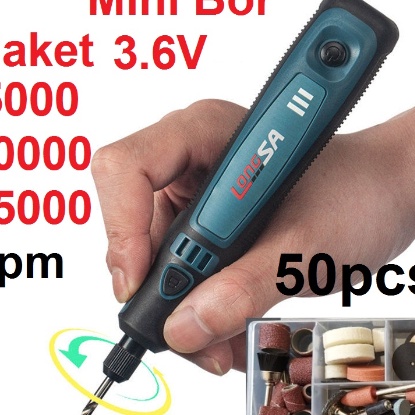 KP8 Bonkyo Mini Grinder Set Cordless 36V Mini Drill Tuner Mesin Ukir Poles 3 Kecepatan 5 Aksesoris A