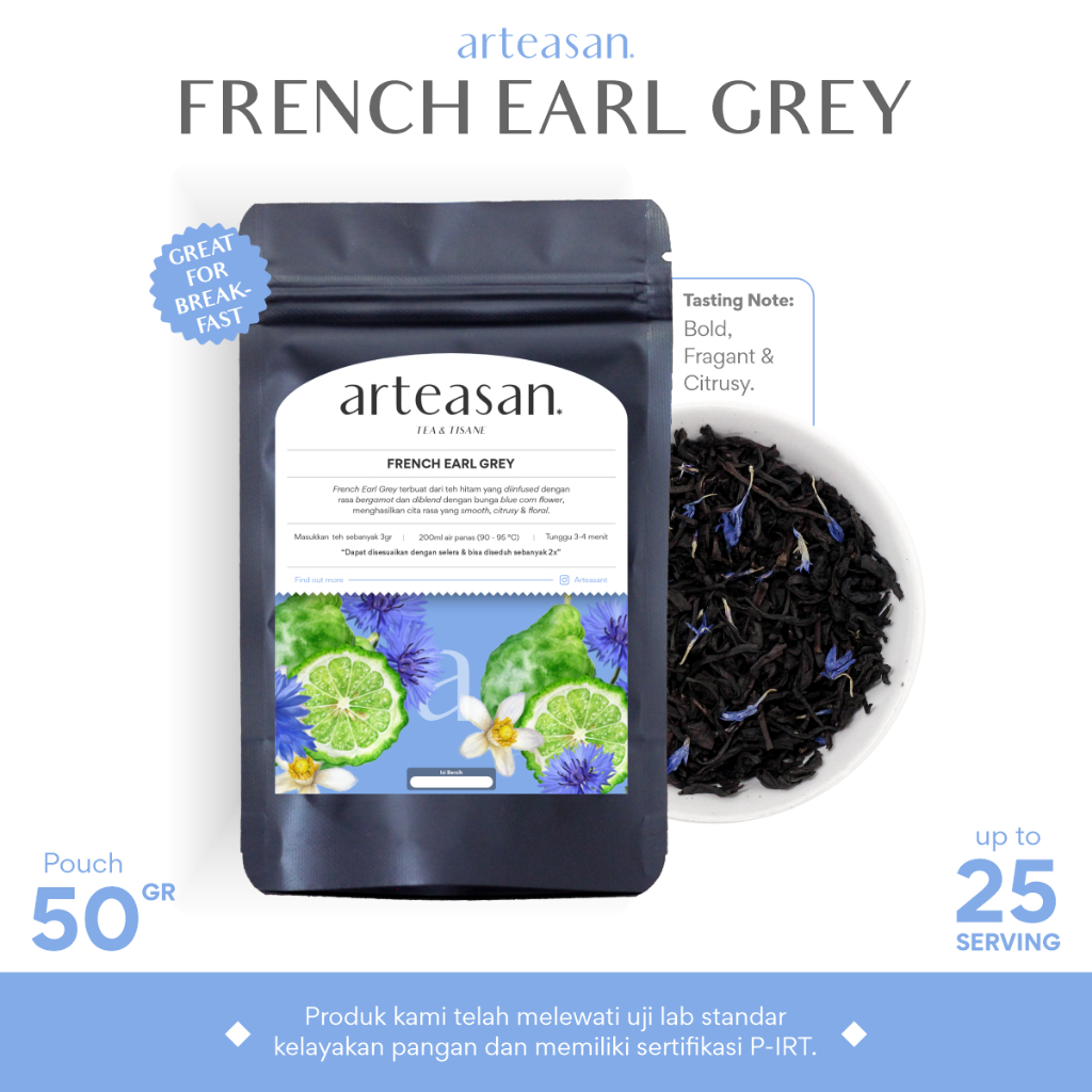 

French Earl Grey Tea - Tea Blend - Ukuran 50gr / Teh Hitam Earl Grey / Loose Leaf Tea