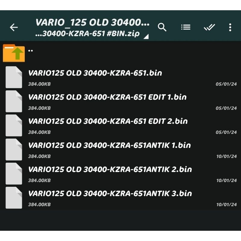FILE BIN 30400-KZRA-651