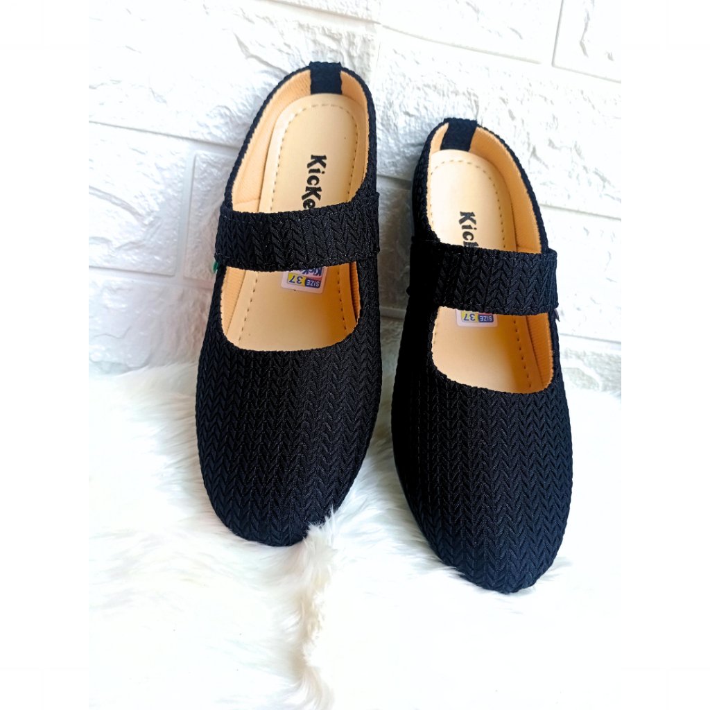 Sepatu Selop Wanita Flatshoes / Sepatu Sandal Slip On Rajut