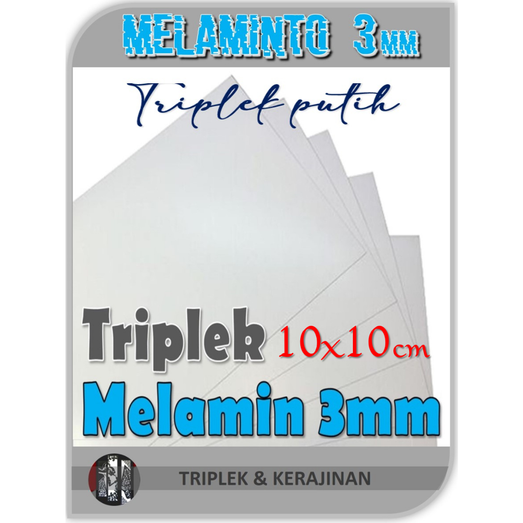 Triplek Melamin 3mm 10x10 cm | 10 x10 cm (Triplek Putih 3 mm 10 x 10 cm)