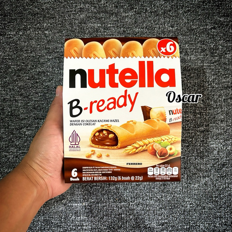 

Nutella B-Ready box isi6 Bready wafer coklat hazelnut