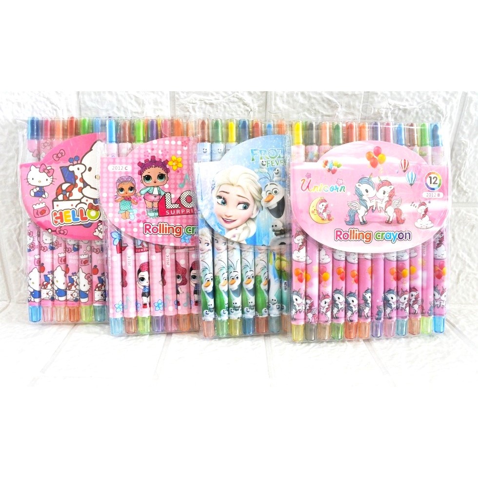 

Crayon Putar Panjang 12 Warna/Rolling Crayon Pensil Warna Isi 12 pcs