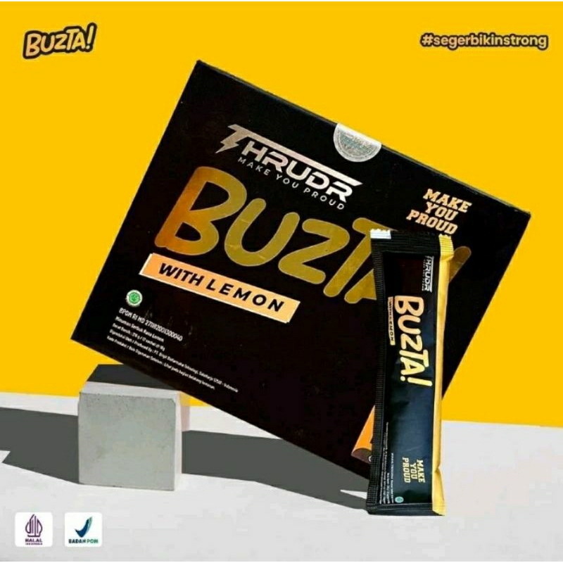 Thrudr Buzta Original Minuman Serbuk Rasa Lemon Untuk Meningkatkan Stamina Pria - 1 Box 12 sachet