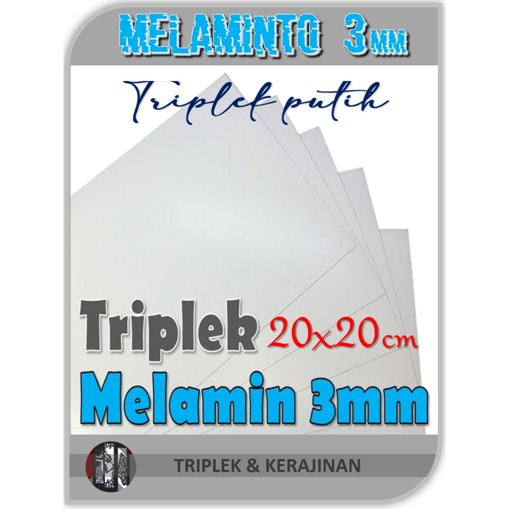 Triplek Melamin Putih 3mm 20x20 cm (Triplek Putih 3 mm 20 x 20 | 20x20 | 20 x 20 cm)