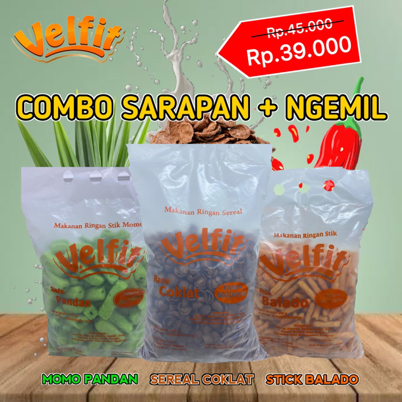 

(FREE KOTAK MAKAN)KOMBO SARAPAN + NYAMIL DENGAN VELFIT (SEREAL, STIK BALADO DAN MOMO)