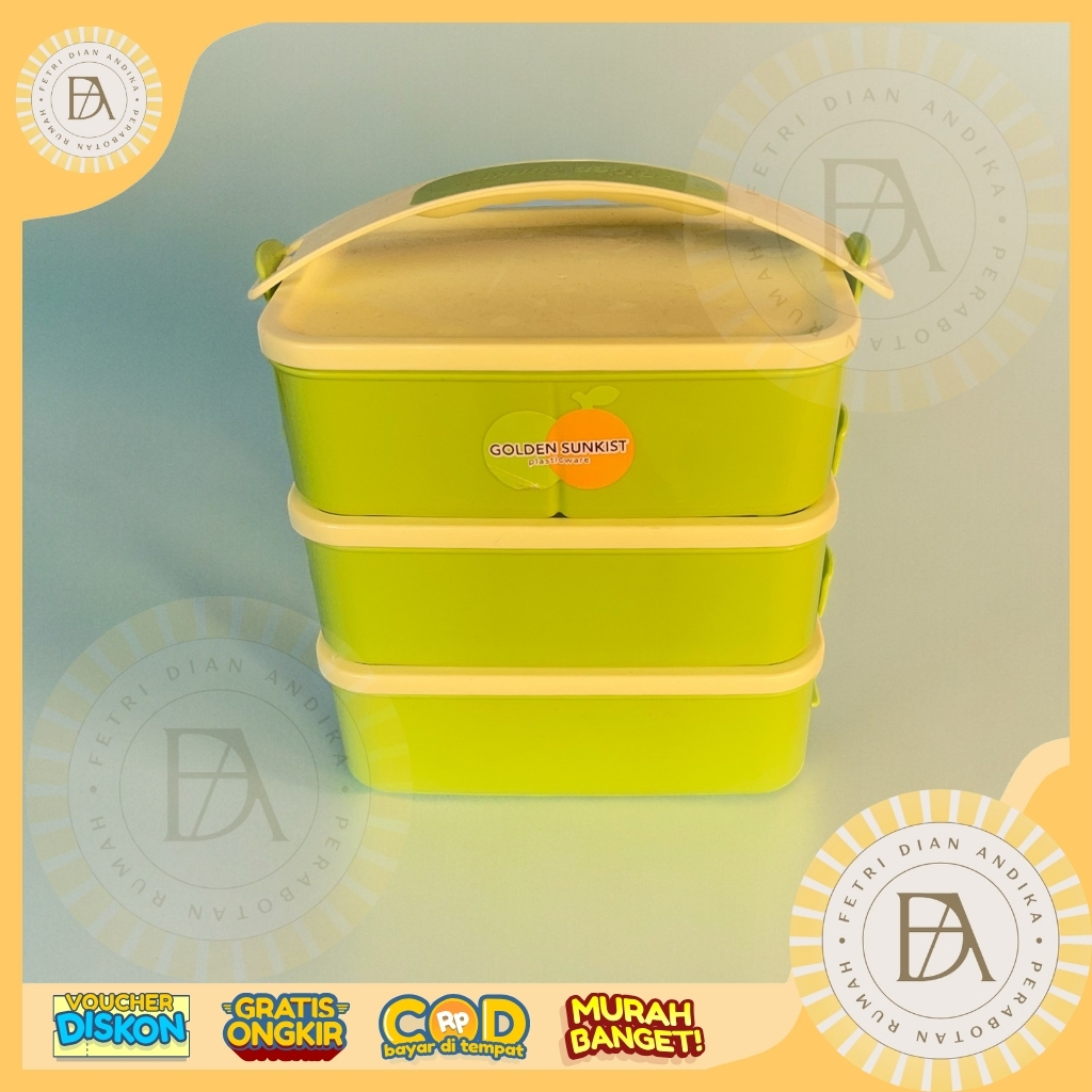 RPS 9024 / Rantang Susun 3 Segi Sunkist / Rantang Golden Sunkist