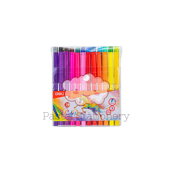 

Felt Color Pen 24 Colors Deli EC10023 - Spidol 24 Warna Deli Dapat Dicuci