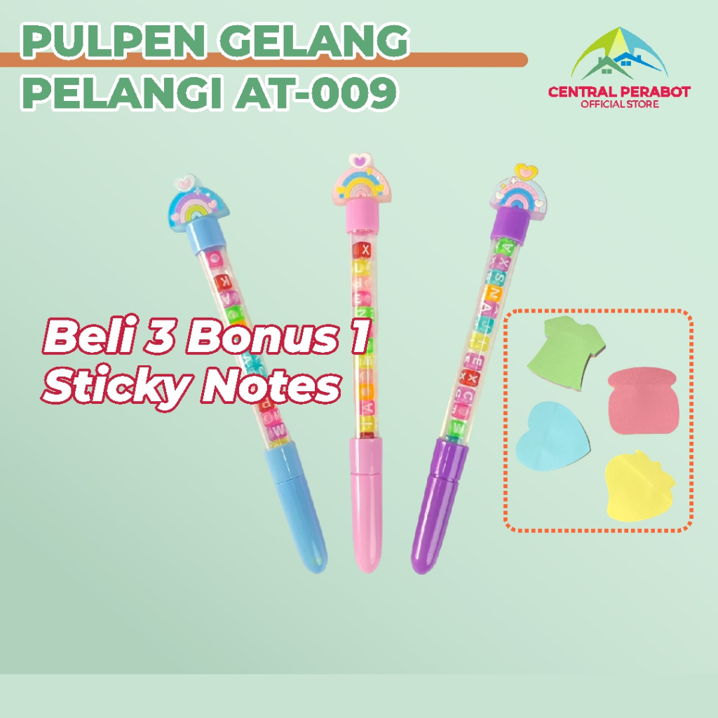 

Pulpen gel gelang huruf karet pelangi Bolpoin Gel 0,5 AT-009