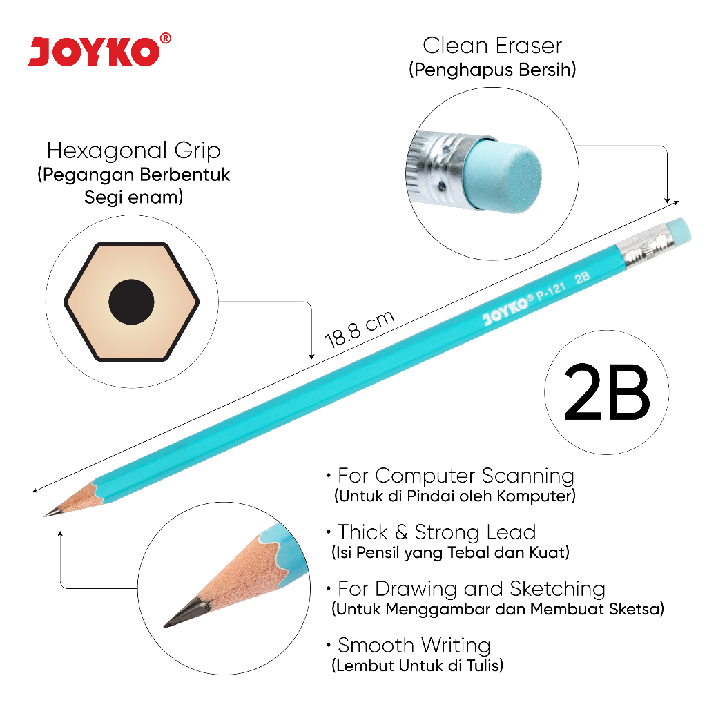 

Ecer Pensil Joyko P-121 2B 1 Box 12 Pcs
