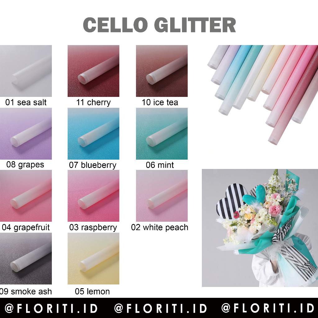 

(PACK) kertas buket cellophane glitter flower wrapping