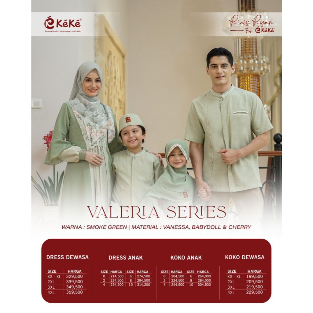 VALERIA SERIES BY KEKE GAMIS TERBARU SARIMBIT 2024/COUPLE KELUARGA