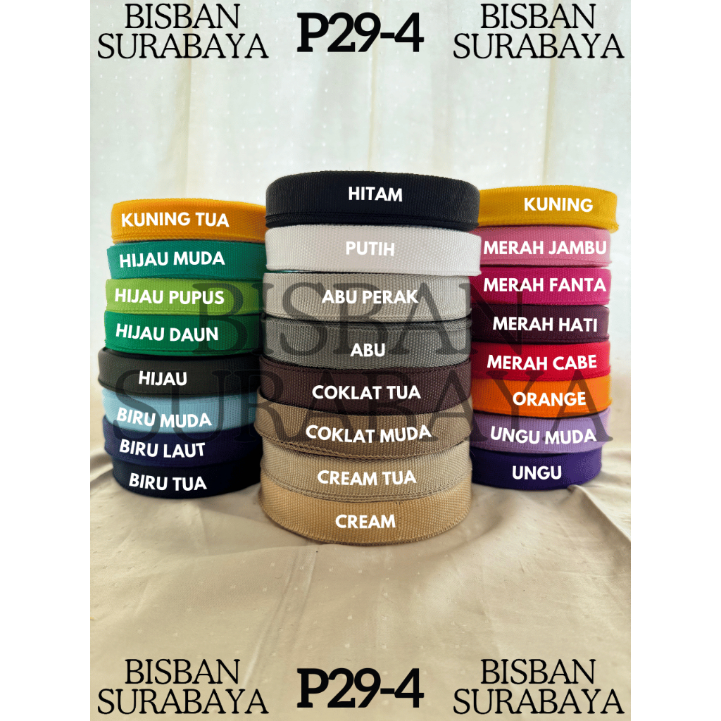 (PER ROLL) WEBBING BISBAN 2CM PELIPIT TAS TIPIS LEBAR 2 CM (30YARD)