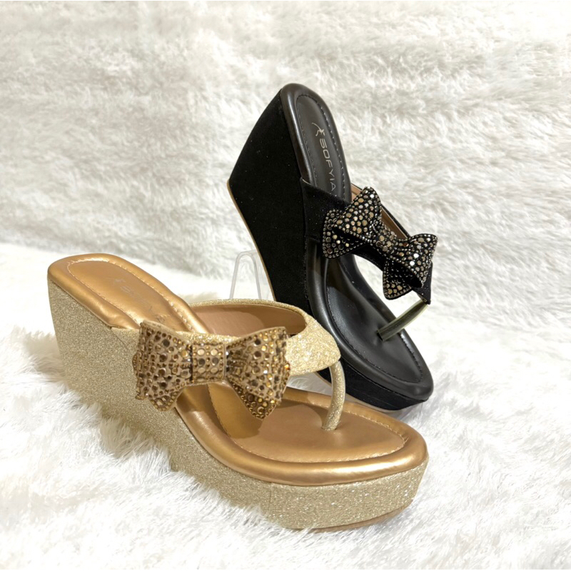 SOFIYA WEDGES TALI GLITTER RIBBON TINGGI 8cm