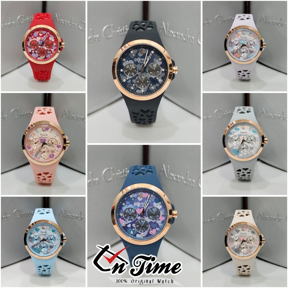 Jam Tangan Alexander / Alexandre Christie Wanita AC 2B04  Karet Anti Air Original Kekinian