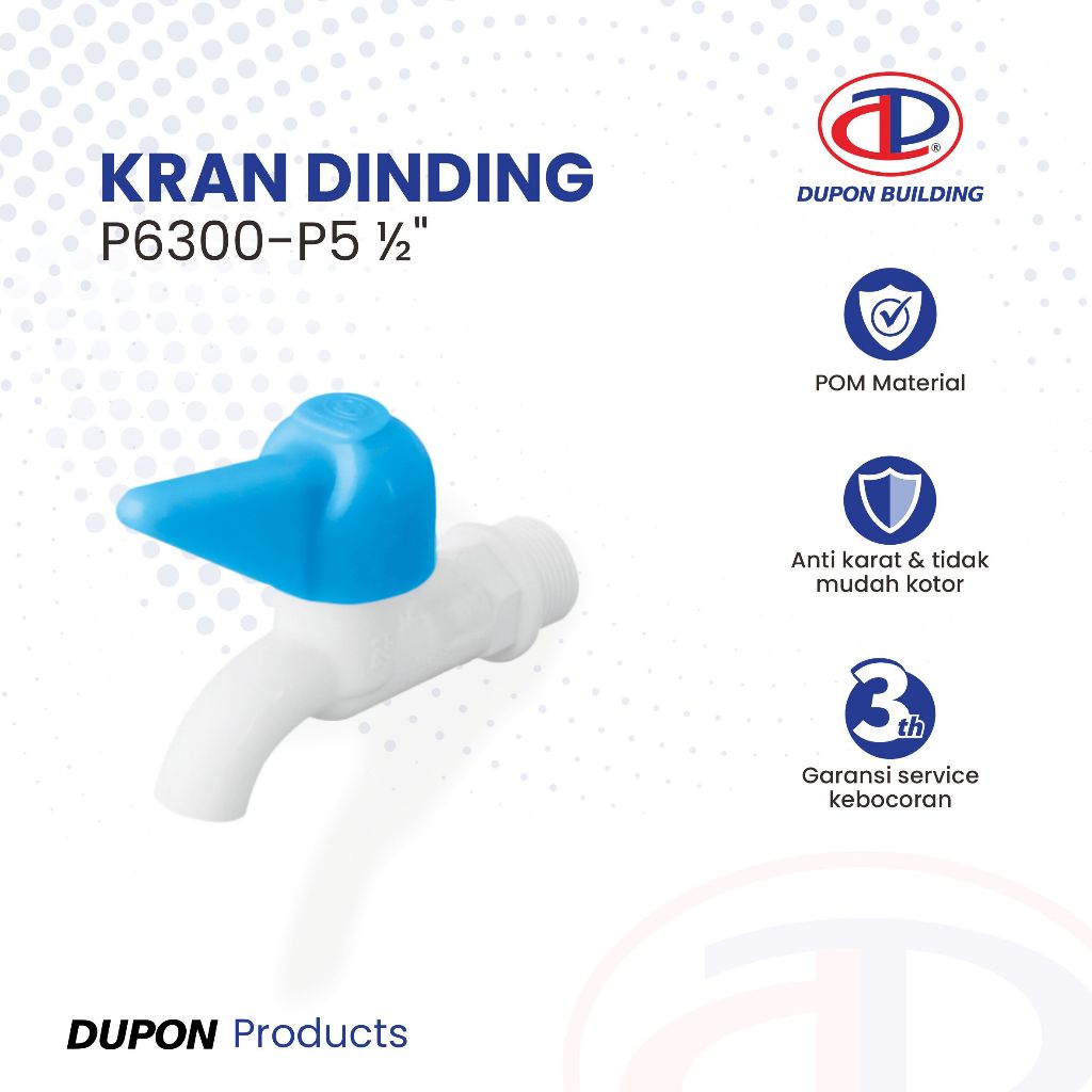 DUPON Kran Air Tembok / Dinding Plastik Warna Biru P6300-P5