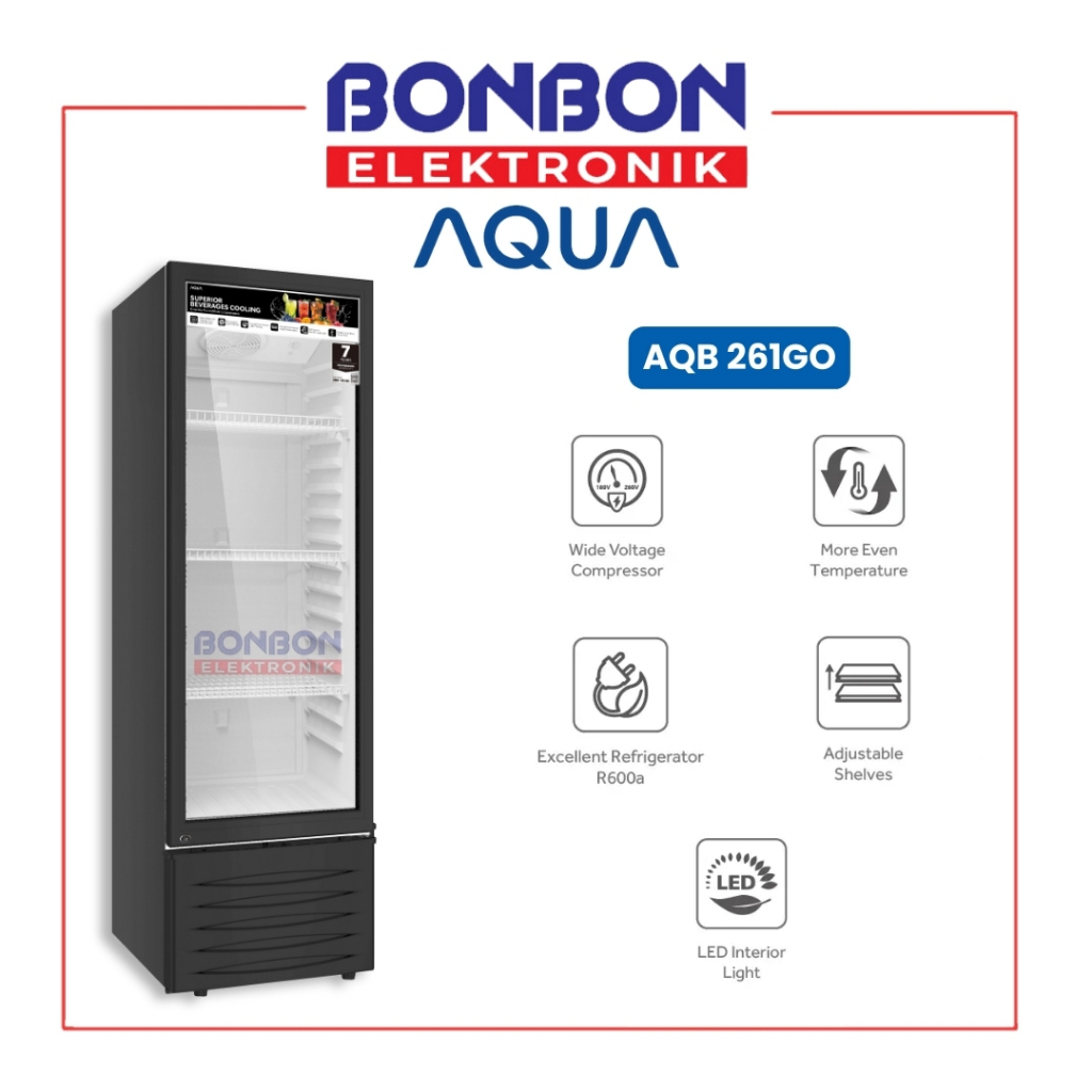 AQUA Showcase Display Cooler 258L AQB-261GO / AQB 261GO / 261GO 258 Liter