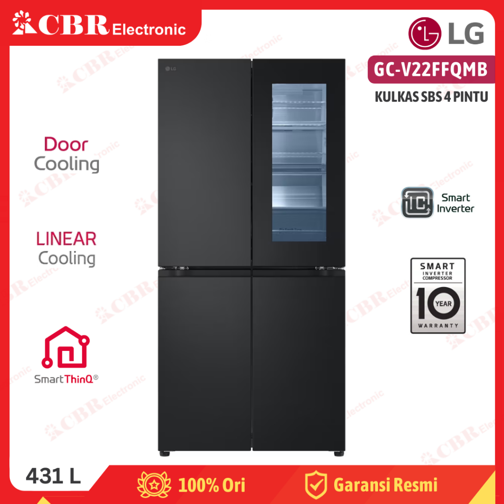 Kulkas LG Side By Side 4 Pintu GC-V22FFQMB / 431 L
