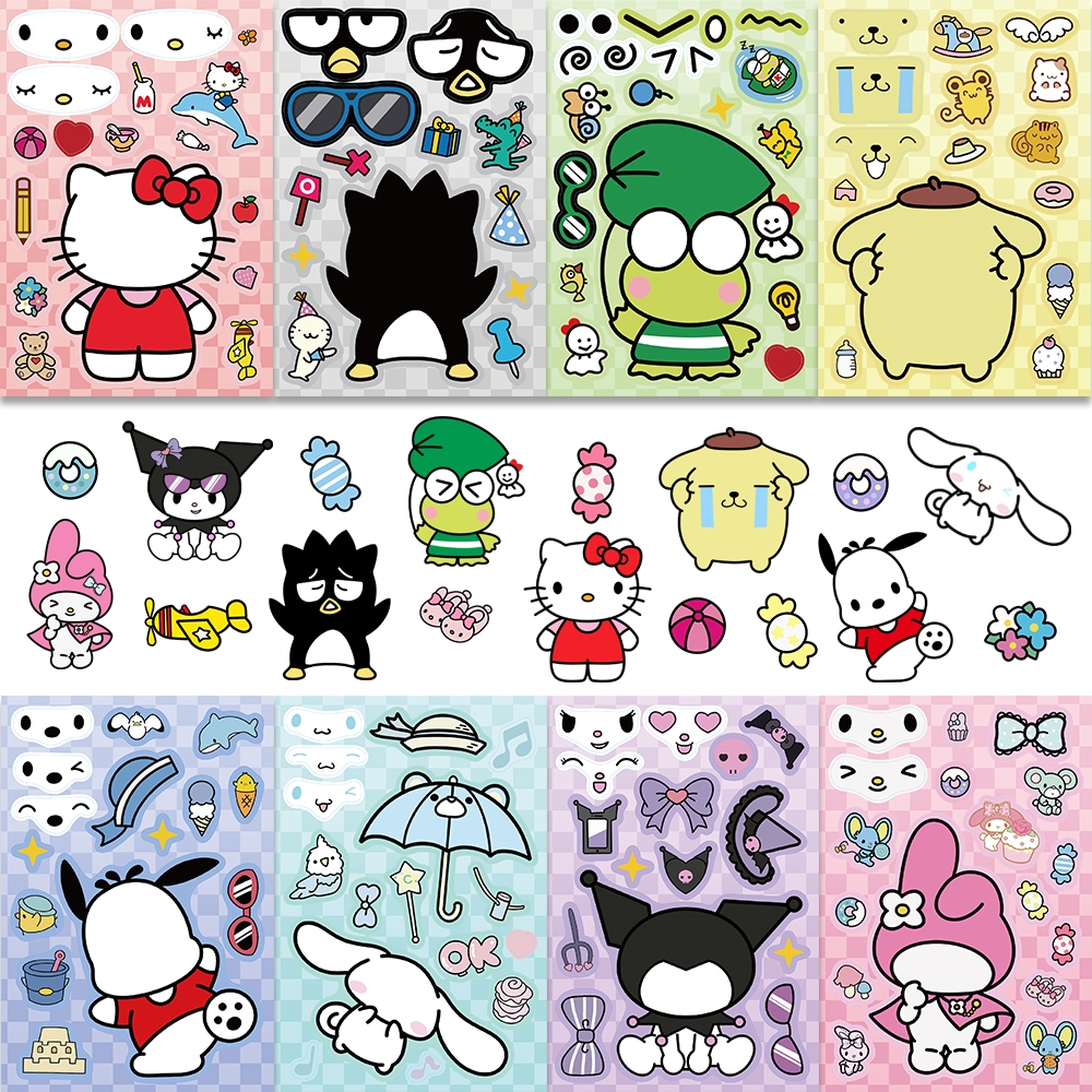 

COD 8PCS teka-teki Stiker lucu Sanrio hellokitty Anti Air Stikers Berperekat Waterproof sticker decal buat Motor Helm Buku Journal Koper Casing HP Laptop Botol Minum hadiah anak