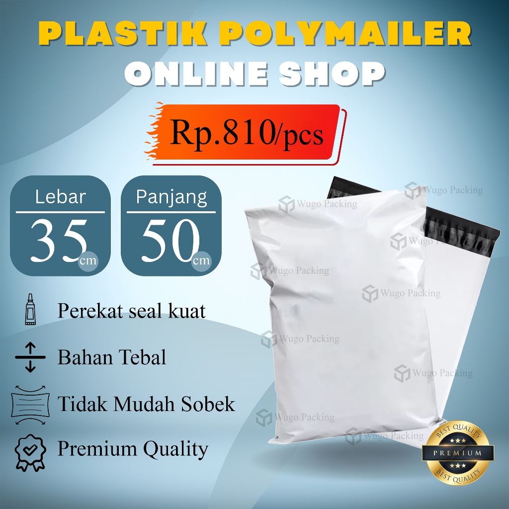 

35x50 kantong plastik polymailer Silver amplop packing online