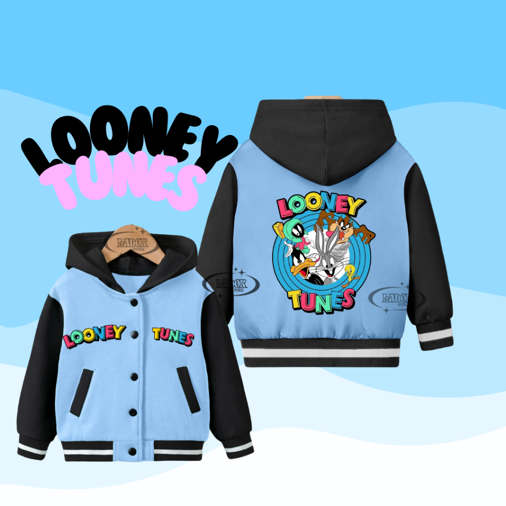 JAKET ANAK VARSITY HOODIE LOONEY TUNES DAN WARNER BROS USIA 2-12 TAHUN