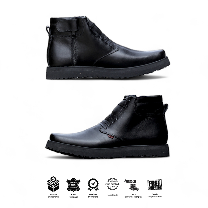 Sepatu PDH polri perwira tni security terbaru 2022 Sol Tebal kulit sapi dop semir