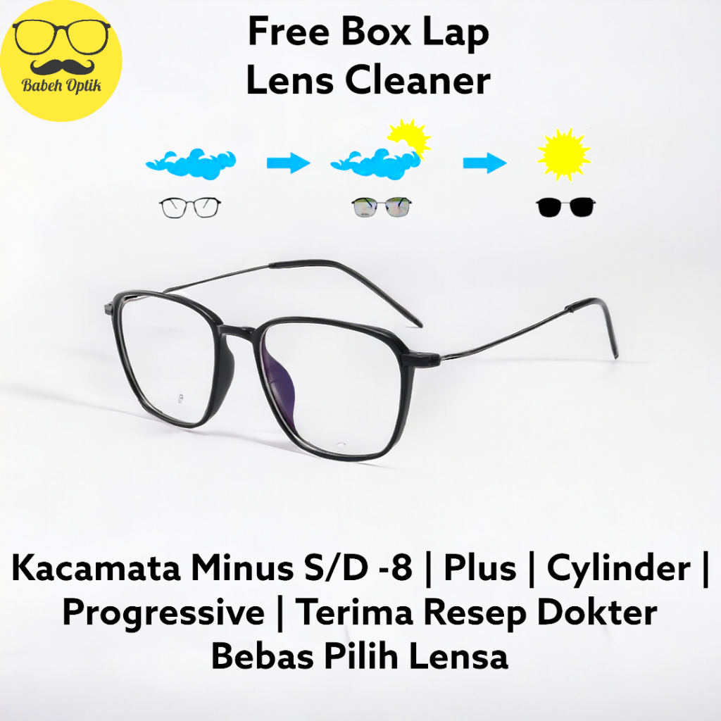 Kacamata Pria & Wanita - Bisa Plus & Minus (Rabun Jauh/Dekat), Custom Resep Dokter