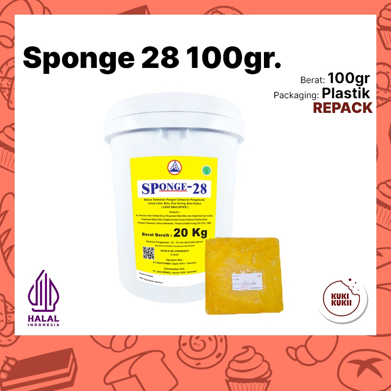

Sponge 28 Pelembut Kue REPACK 100gr | SP 28 Cake Emulsifier Pengembang Kue 100 gr