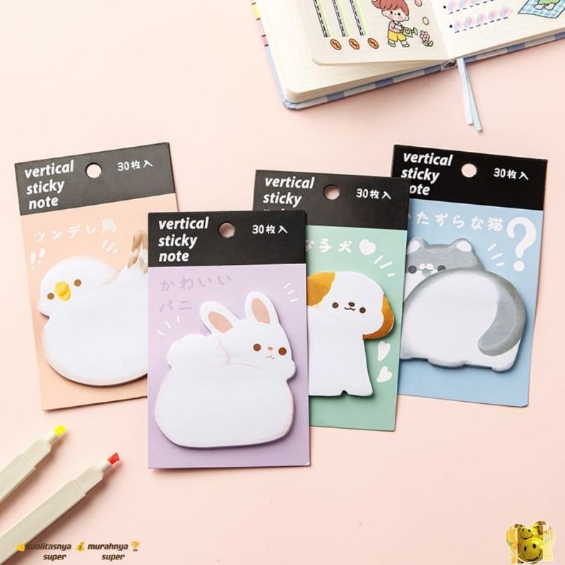 

[30 lembar] sticky note aesthetic post it karakter hewan lucu | peralatan sekolah memo pad sticky note cute